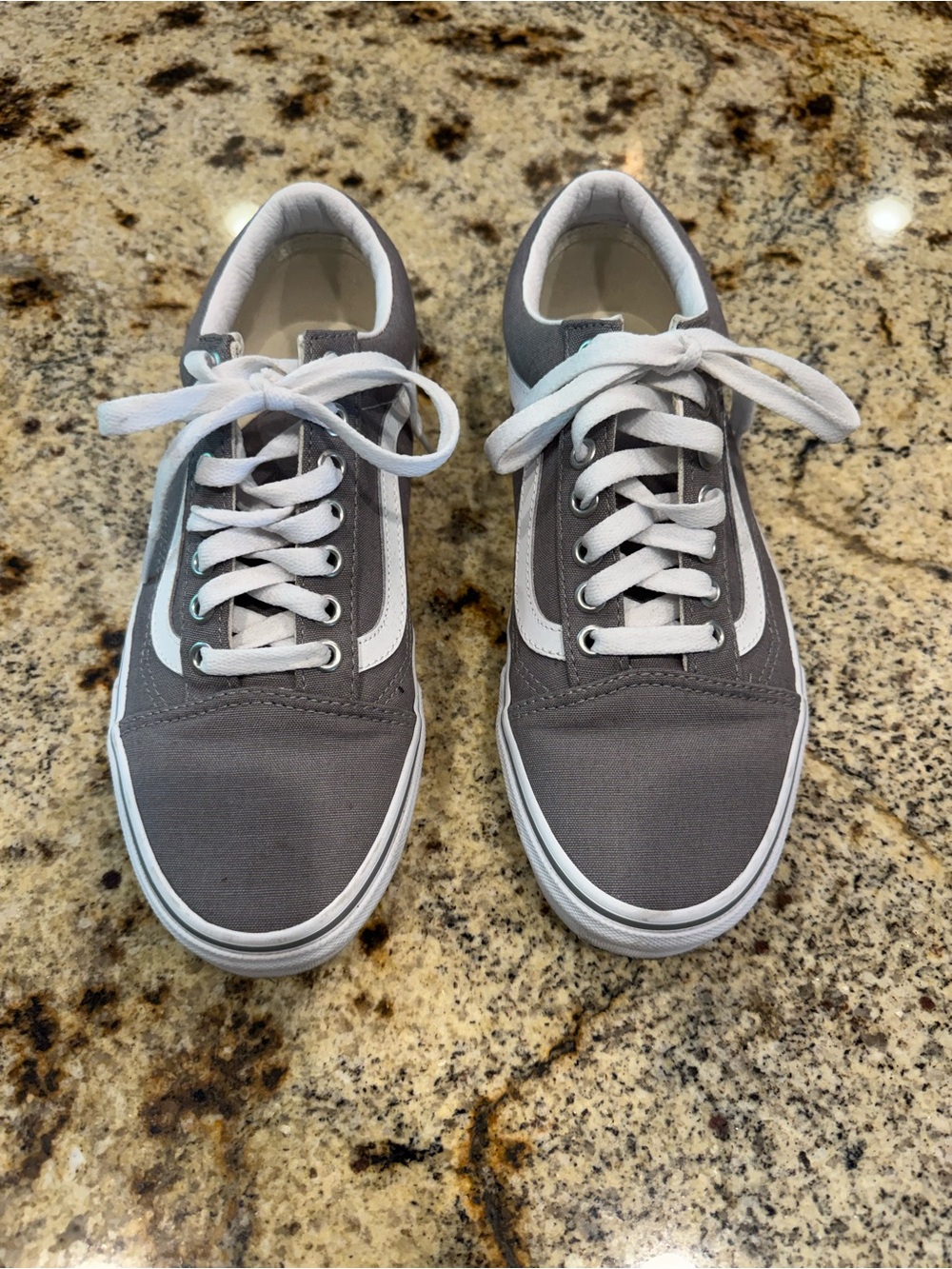 Vans Grey Canvas Low-Top Sneakers with White Stripe